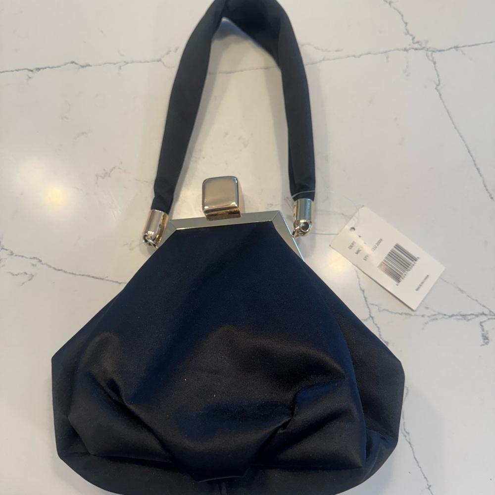 Elegant Black Satin Women's formal Handbag